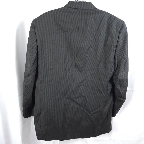 Hart Schaffner Marx Mens 46L Black Wool Pinstriped 3-Button Sports Coat Blazer - Picture 2 of 10